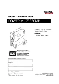 Notice LINCOLN ELECTRIC POWER MIG 360MP Poste à souder