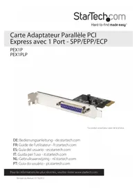 Notice StarTech.com PEX1PLP Carte réseau / adaptateur