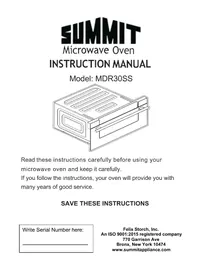 Notice Summit MDR30SS Four à micro-ondes
