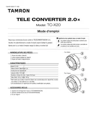 Notice TAMRON TELE CONVERTER 2.0X Adaptateur d'objectif