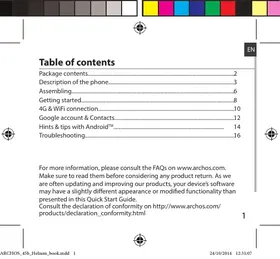 دليل ARCHOS HELIUM 45B هاتف ذكي