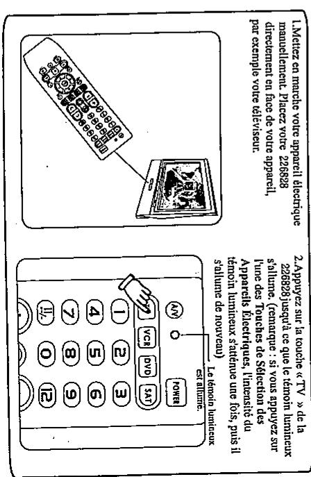 HOMDAY Télécommande universelle 226828 - TABLEAU TOUCHES CORRESPONDANTES - 1