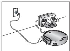 SAMSUNG SR8950 NAVIBOT - Bij hetplaatsen van het oplaadstation moet u ervoor zorgen dat het netsnoer Niet open enbloot op de vloer ligt. - 1
