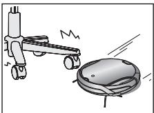 SAMSUNG VCR8950L3B - De robotstofzuiger kanijdens het zuigen gegen meubels, zoals stoelpoten, tafelpoten, smalle en lange meubels enz., opbotsen. - 1