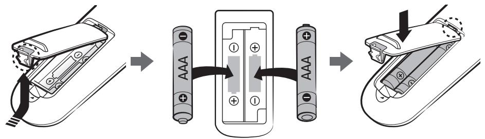 SAMSUNG SR10J502FU - Insertion des piles - 1