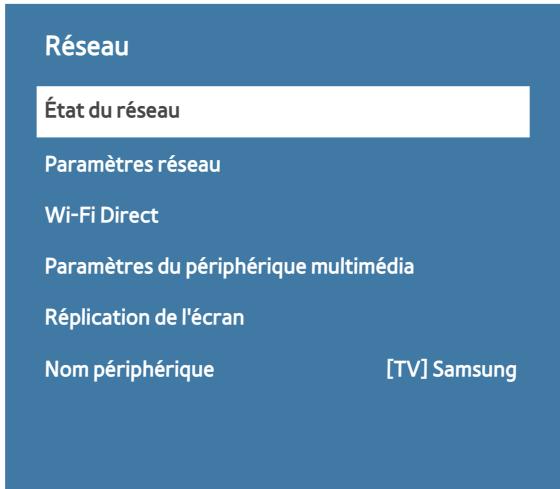 SAMSUNG UE55JU7500 - (MENU/123) > MENU > Réseau > État du réseau Essayer - 1