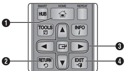 SAMSUNG BD-ES6000 - Botões do controlo remoto realizados para o menu Definições - 1