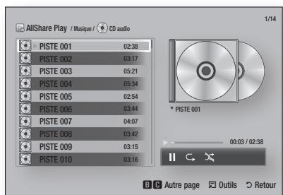 SAMSUNG BD-ES6000 - Commandes de l'écran musique - 1