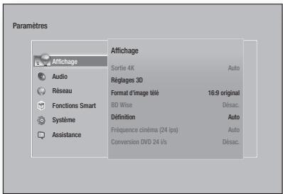 SAMSUNG BDF7500 - Accès au menu Paramètres - 1