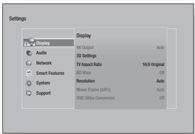 SAMSUNG BDF7500 - Accessing the Settings Screen - 1