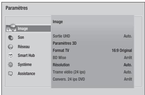 SAMSUNG BD-H6500 - Accès à l'écran des paramètres - 1