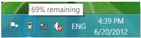 SAMSUNG ATIV SMART PC 500T1C-H01FR - Confirming the battery charge in the Taskbar - 1