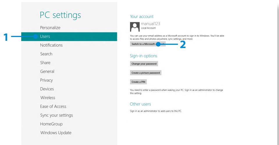 SAMSUNG ATIV SMART PC 500T1C-H01FR - Configuring your Microsoft Account - 1
