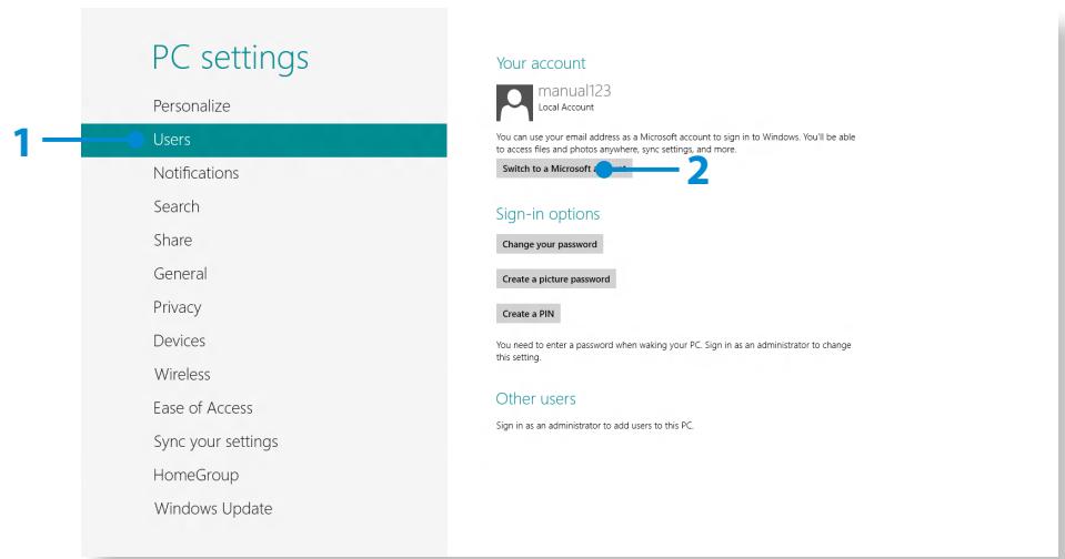 SAMSUNG ATIV SMART PC 500T1C-H02FR - Configuring your Microsoft Account - 1