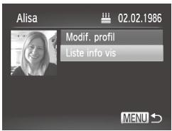 CANON POWERSHOT SX50 HS - Choisissez le nom de la personne dont vous souhaitez effacer les informations visage. - 1