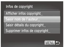 CANON POWERSHOT SX50 HS - Réglage des informations sur le copyright à enregistrer sur les images - 1