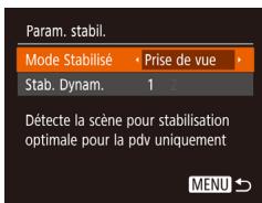 CANON IXUS 285 HS - Modification des réglages de l'option Mode Stabilisé - 3