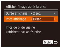 CANON IXUS 285 HS - Changement de l'écran affiché après les prises - 1
