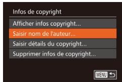 CANON POWERSHOT G7 X MARK II - Réglage des informations de copyright à enregistrer sur les images - 1