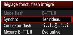 CANON EOS 1100D - [Réglage fonction flash intégré] et [réglage fonction flash externe] - 1