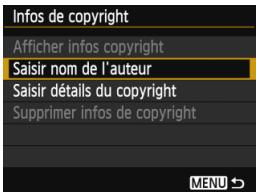 CANON EOS 1200D - MENURéglage desinfos de copyright - 2