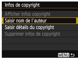 CANON EOS 1200D - MENURéglage desinfos de copyright - 2