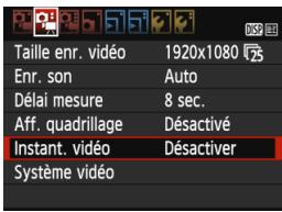 CANON EOS 1200D - MENU enregistrement d'instantanés vidéo - 1