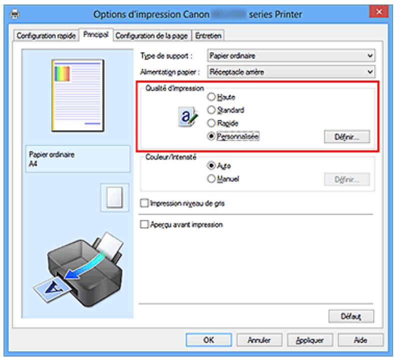 CANON PIXMA MG2550S - Définition du niveau de Qualité d'impression (Personnalisée) - 1