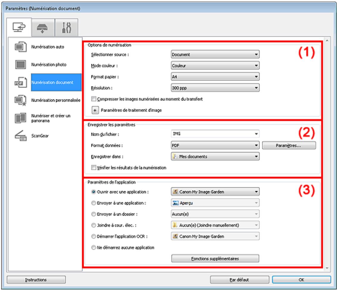 CANON MG3255 - Boîte de dialogue Paramètres (Numérisation document) - 1