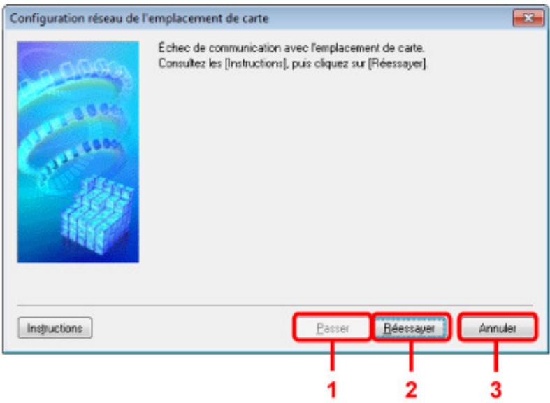 CANON MG3255 - Configuration réseau de l'emplacement de carte Écran (écran d'échéc de configuration) - 1