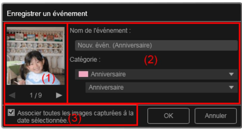 CANON MG3255 - Boîte de dialogue Enregistrer un événement - 1