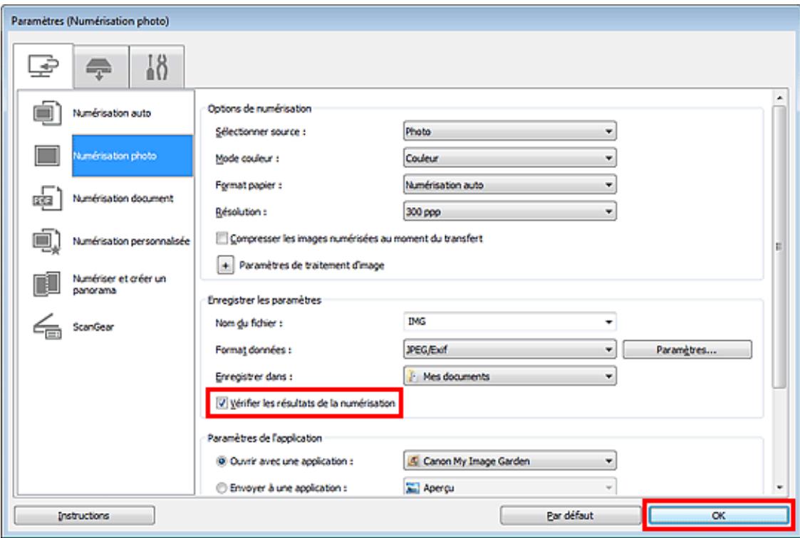 CANON MG3255 - Cochez la case Vérifier les résultats de la numérisation, puis cliquez sur OK. - 1