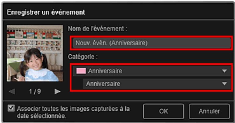 CANON MG3255 - Définissez Nom de l'événement et Catégorie. - 1