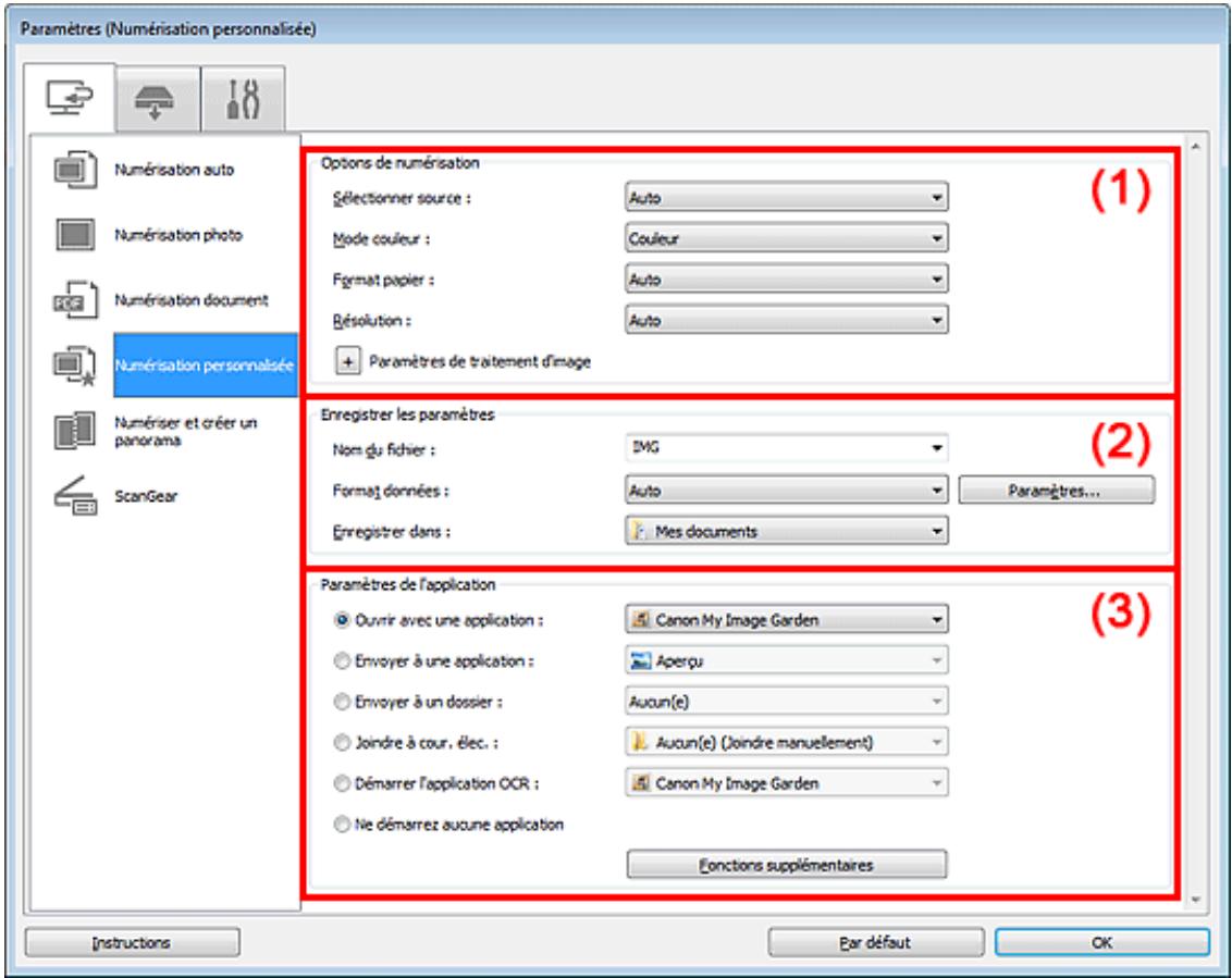 CANON MG3255 - Boîte de dialogue Paramètres (Numérisation personnalisée) - 2