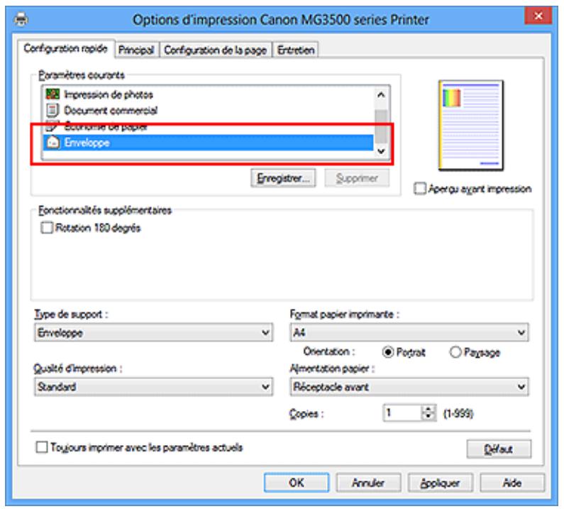 CANON MG3550 - Configuration de l'impression des enveloppes - 1