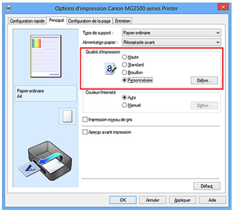 CANON MG3550 - Définition du niveau de qualité d'impression (personnalisée) - 1