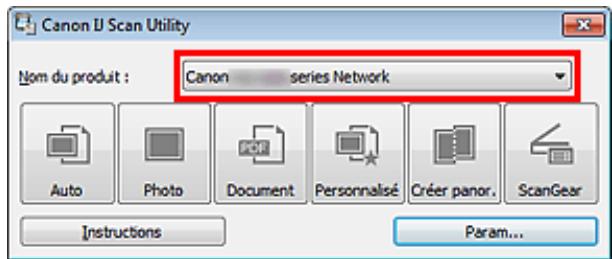 CANON MG4250 - Sélectionnez « Canon XXX series Network » (ou « XXX » correspond au nom du modulo) dans Nom du produit. - 1