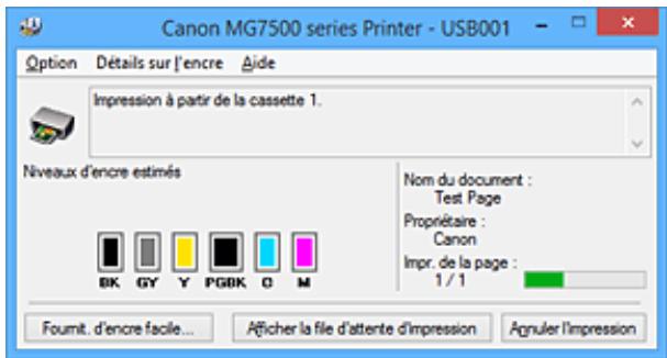 CANON PIXMA 7550 - Description de l'écran d'etat d'imprimante Canon IJ - 1