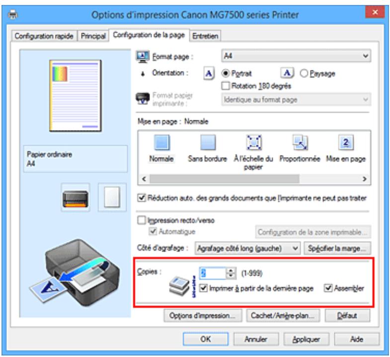 CANON PIXMA 7550 - Définition du nombre de copies et de l'ordre d'impression - 1