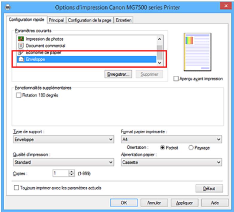 CANON PIXMA 7550 - Configuration de l'impression des enveloppes - 1