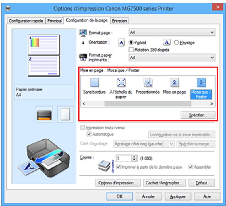CANON PIXMA 7550 - Configuration de l'impression Mosaïque/Poster - 1
