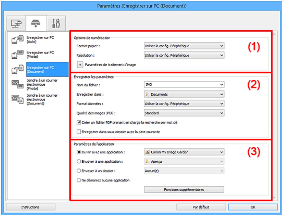 CANON PIXMA 7550 - Boîte de dialogue Paramètres (Enregistrer sur PC (Document)) - 2