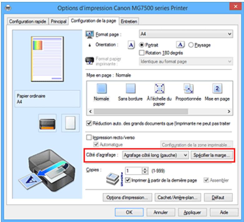 CANON PIXMA 7550 - Définition de la marge d'agrafage - 2