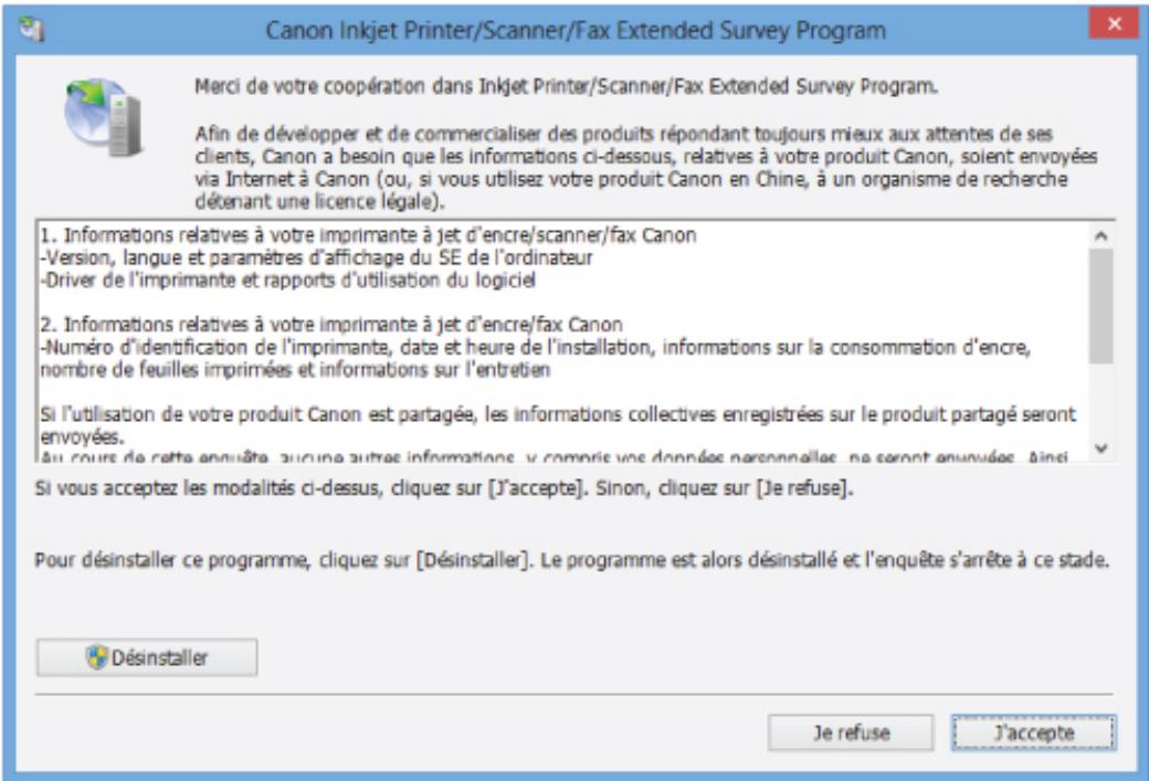 CANON PIXMA 7550 - L'écran Inkjet Printer/Scanner/Fax Extended Survey Program s'affiche - 1