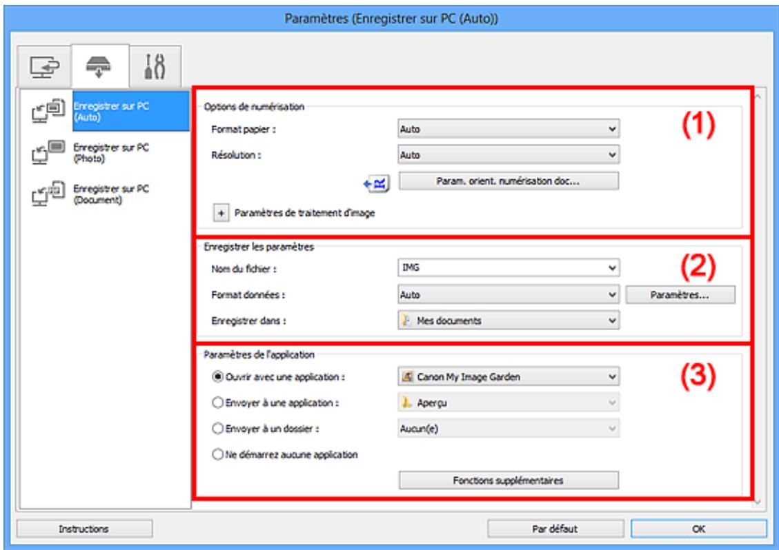 CANON PIXMA MX475 - Boîte de dialogue Paramètres (Enregistrer sur PC (Auto)) - 2