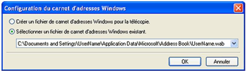 CANON PIXMA MX475 - Configuration lors de la première ouverture du carnet d'adresses (Windows XP) - 1