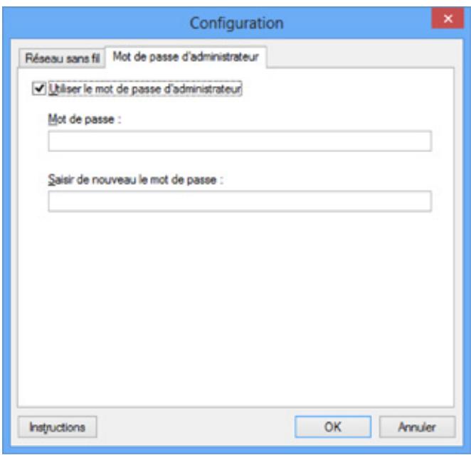 CANON PIXMA MX475 - Modification des paramètres dans la feuille Mot de passe d'administrateur - 1