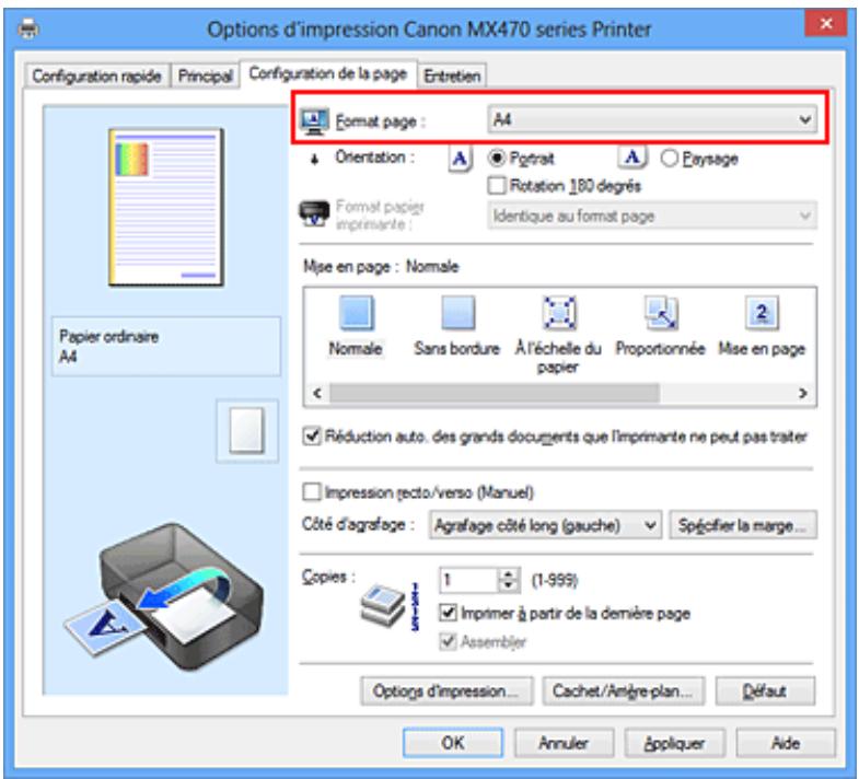 CANON PIXMA MX475 - Définition d'un format de page et d'une orientation - 1