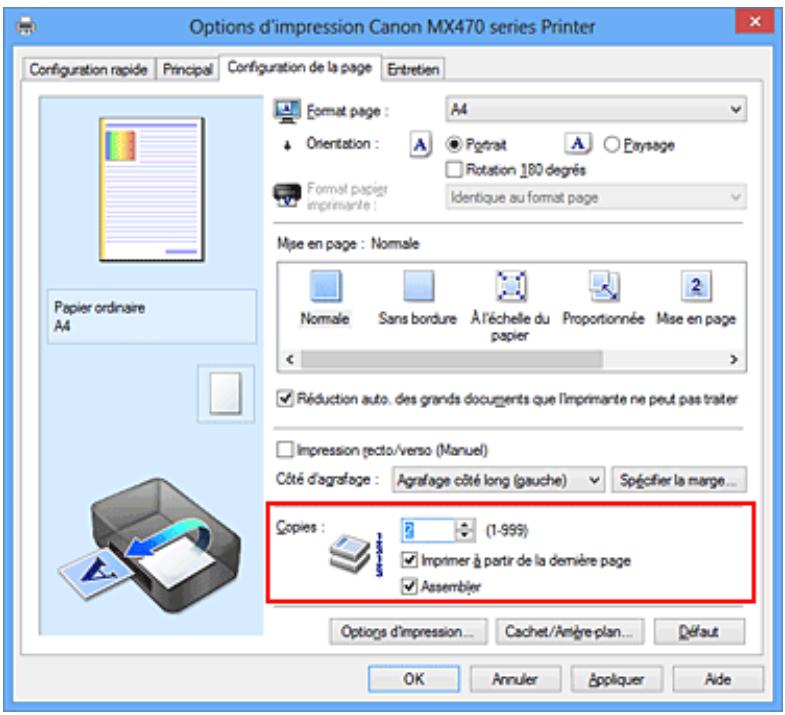 CANON PIXMA MX475 - Définition du nombre de copies et de l'ordre d'impression - 1