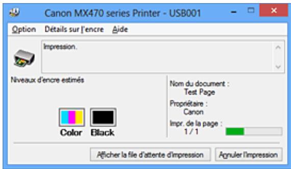 CANON PIXMA MX475 - Description de l'écran d'état d'imprimante Canon IJ - 1